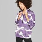 Women's Long Sleeve Half Zip Camo Print Windbreaker Jacket - Wild Fable Purple