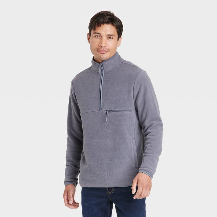 Men's Polar Fleece High Neck 1/2 Zip Sweatshirt - Goodfellow & Co Gray