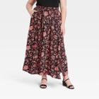 Women's Plus Size Floral Print Maxi Skirt - Ava & Viv Brown