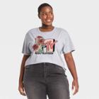 Women's Mtv Plus Size Floral Print Short Sleeve Graphic T-shirt - Gray