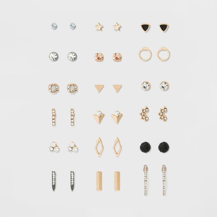 Target Women's Earring Set Eighteen Pair With Geometric Shape And