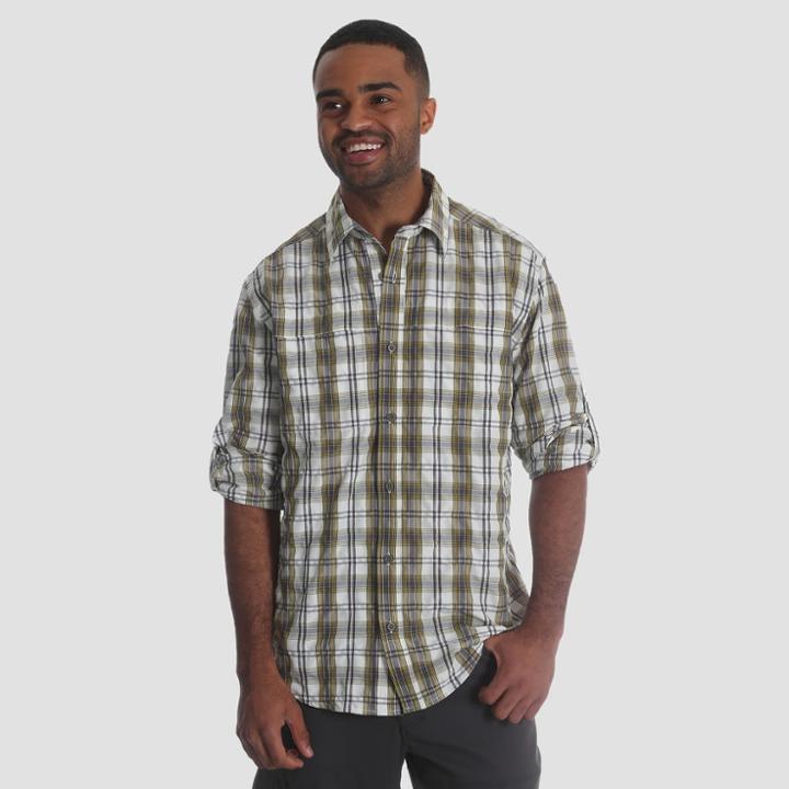 Wrangler Men's Outdoor Long Sleeve Eddie Shirt - Greystone/moss M, Graystone/green
