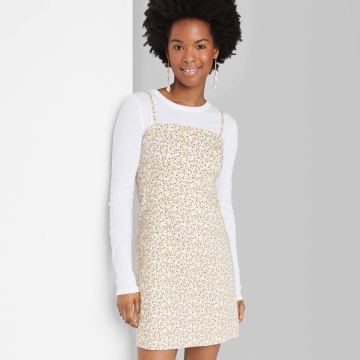 Women's Floral Print Sleeveless Woven Mini Dress - Wild Fable Cream Xs, Women's, White