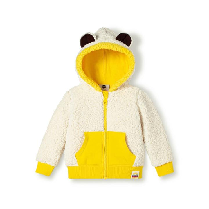Baby Boys' Burger Graphic Long Sleeve Sherpa Hoodie Sweatshirt - Harajuku Mini For Target White/yellow 18m, Men's, White Yellow