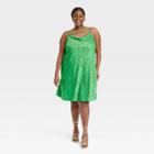 No Brand Black History Month Women's Plus Size Satin Slip Dress - Green