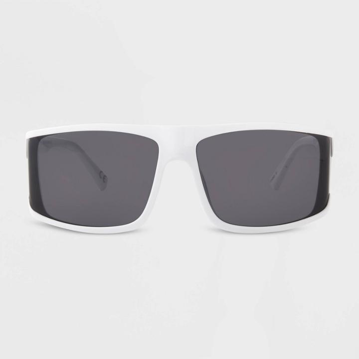 All In Motion Women's Shiny Plastic Rectangle Sunglasses With Purple Polarized Lenses - All In