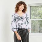Women's Floral Print Bishop Long Sleeve Top - A New Day