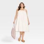 Women's Plus Size Sleeveless Crochet Trim Dress - Universal Thread White