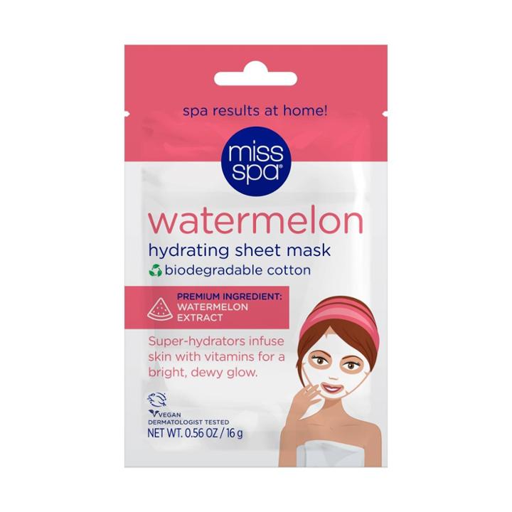 Miss Spa Watermelon 100% Cotton Biodegradable Sheet Mask - 4pk/0.56 Fl Oz