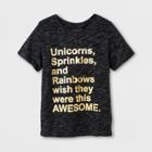 Girls' Short Sleeve Unicorns Wish They Were This Awesome Graphic T-shirt - Cat & Jack Black