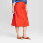 Women's Button Front Midi Skirt - Universal Thread Orange