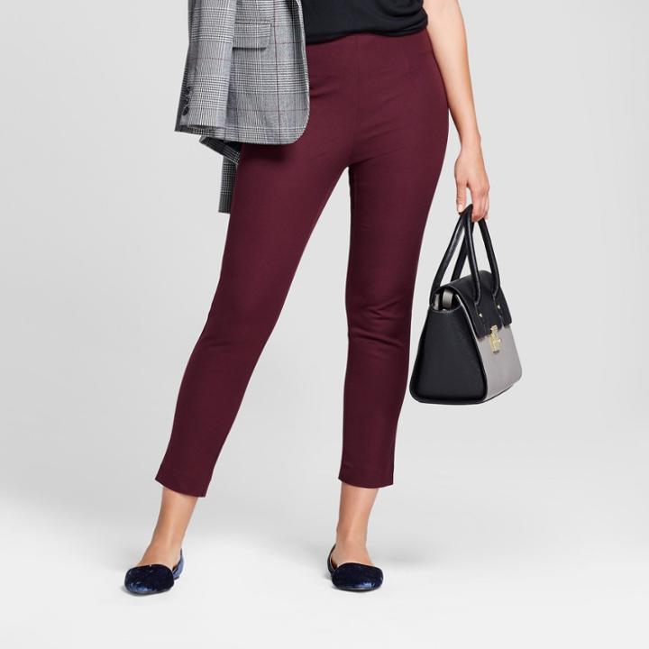 Women's Skinny High Rise Ankle Pants - A New Day Burgundy