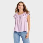 Women's Ruffle Short Sleeve Smocked Top - A New Day