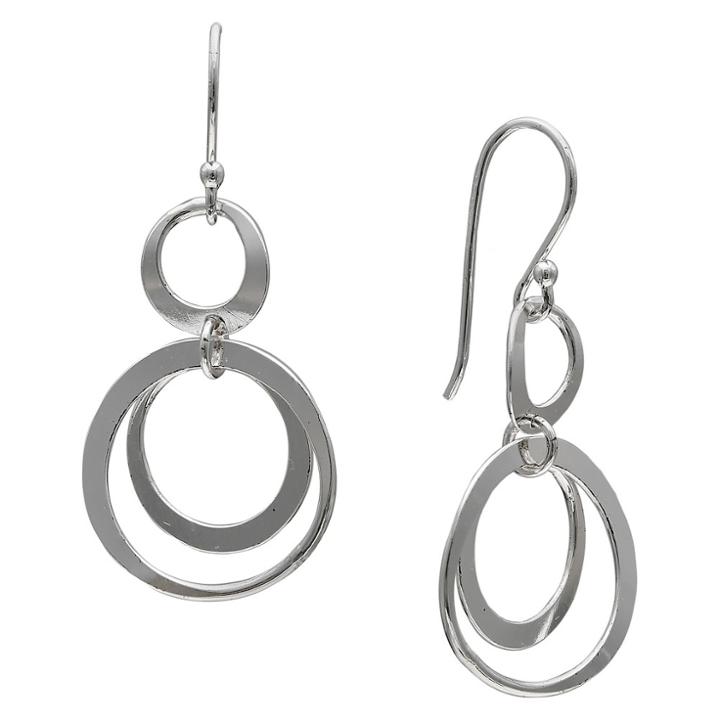 Distributed By Target Women's Polished Double Circle Drop Earrings In Sterling Silver -