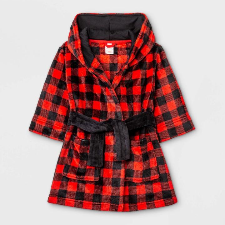 Toddler Girls' Buffalo Check Robe - Cat & Jack Red
