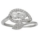 Target Women's Clear Swarovski Zirconia Pave Ring In Sterling Silver - Clear/gray (size
