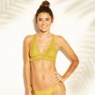 Women's Crochet Triangle Bikini Top - Xhilaration Saffron Green