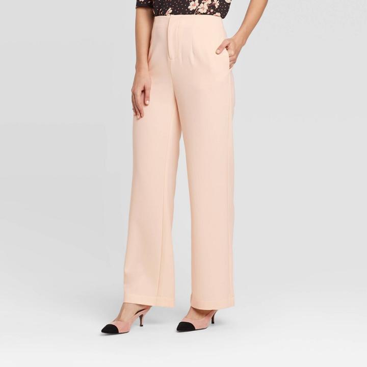 Women's Mid-rise Silky Wide Leg Ankle Length Pull-on Pants - Who What Wear Yellow 2, Women's, Beige