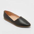 Women's Berit Faux Leather Pointed Toe Ballet Flat Loafers - Universal Thread Black