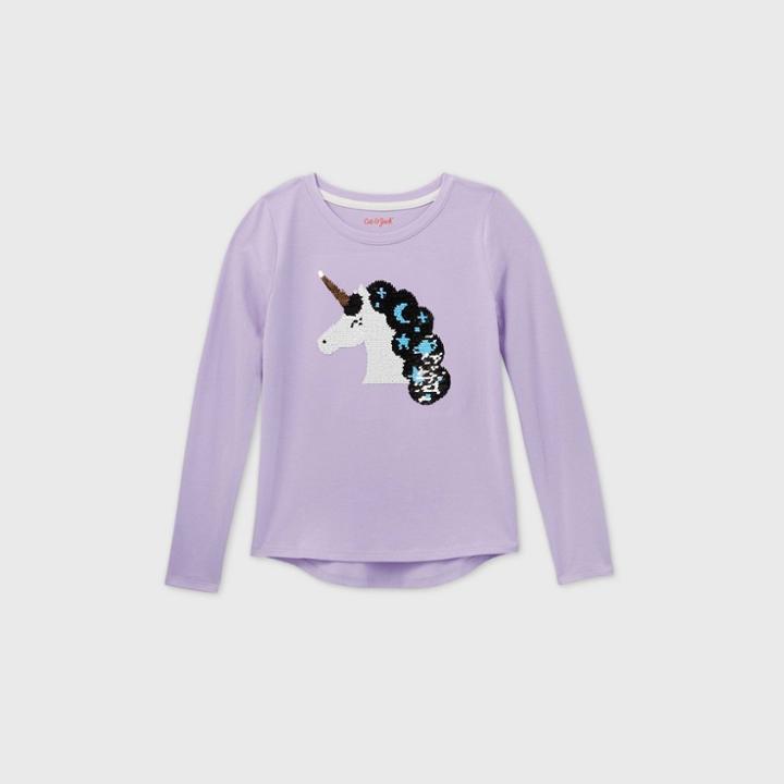 Girls' Long Sleeve Flip Sequin Unicorn T-shirt - Cat & Jack Lavender