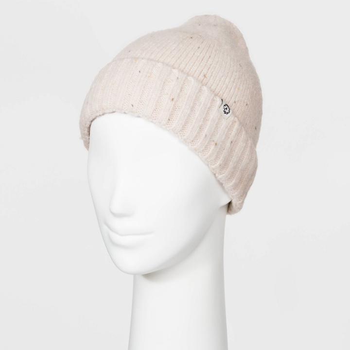 Women's Knit Cuffed Beanie - Universal Thread Cream, Size:
