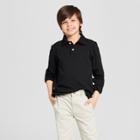 Boys' Long Sleeve Interlock Uniform Polo Shirt - Cat & Jack Black