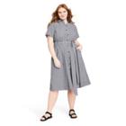 Women's Plus Size Small Gingham Button-front Shirtdress - Lisa Marie Fernandez For Target Black/white