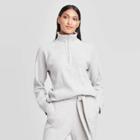 Women's Long Sleeve Turtleneck Cozy Half Zip Sweatshirt - Who What Wear Gray