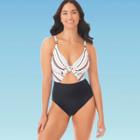 Women's Slimming Control Tie Front Cut Out One Piece Swimsuit - Beach Betty By Miracle Brands L, Women's, Size: Large,