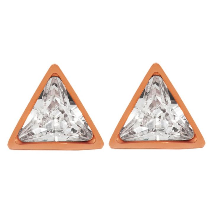 Target Elya Triangle Stud Earrings With Cubic Zirconia - Rose Gold