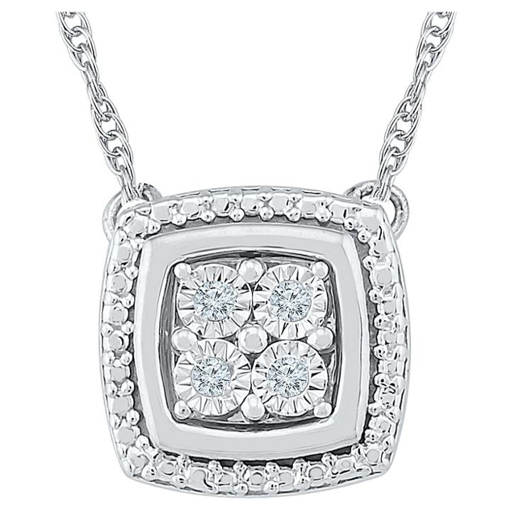 Target Diamond Accent Round White Diamond Fashion Necklace In Sterling Silver (i-j,i2-i3), Women's