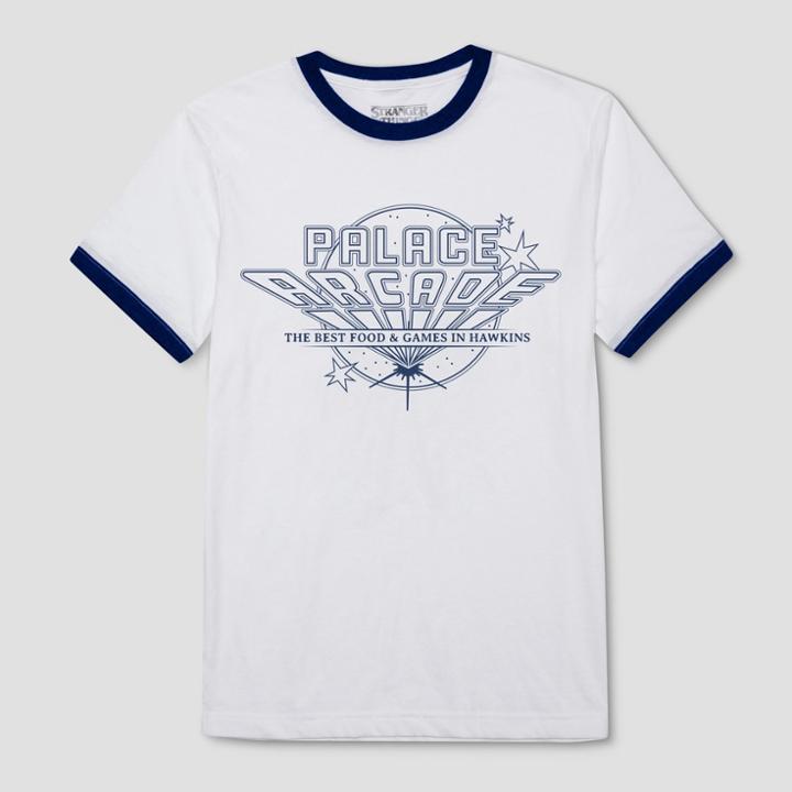 Men's Stranger Things Palace Arcade Short Sleeve T-shirt - White Bath