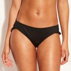 Women's Ruffle Cheeky Bikini Bottom - Shade & Shore Black
