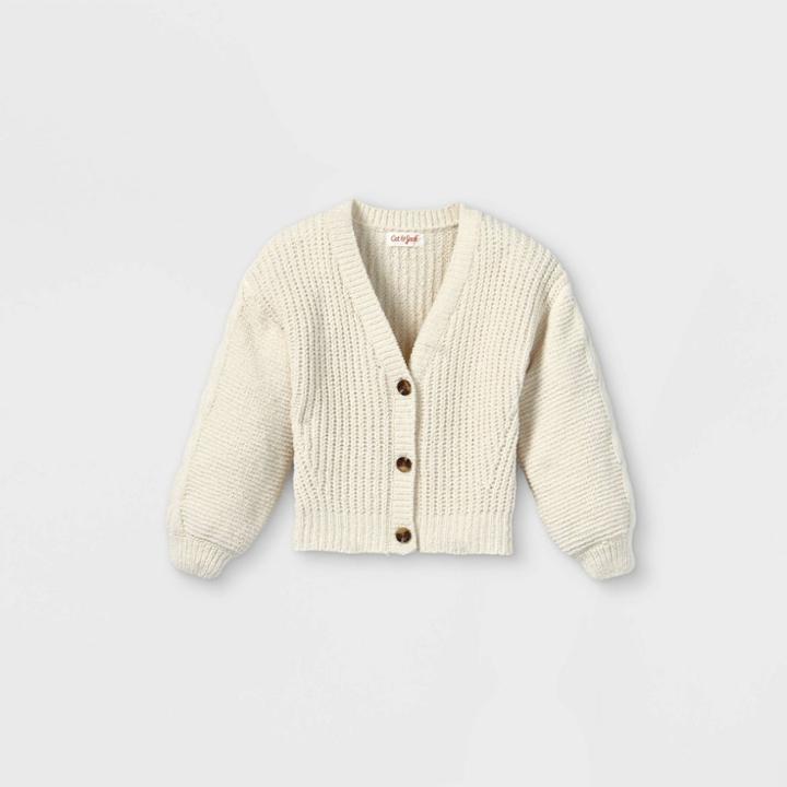 Toddler Girls' V-neck Cardigan - Cat & Jack Cream