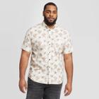 Men's Big & Tall Floral Print Standard Fit Short Sleeve Button-down Shirt - Goodfellow & Co Beige