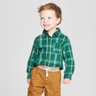 Toddler Boys' Long Sleeve Button-down Shirt - Cat & Jack Green