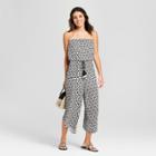 Women's Strapless Cropped Jumpsuit - Xhilaration White Sand/black Xl, White/black