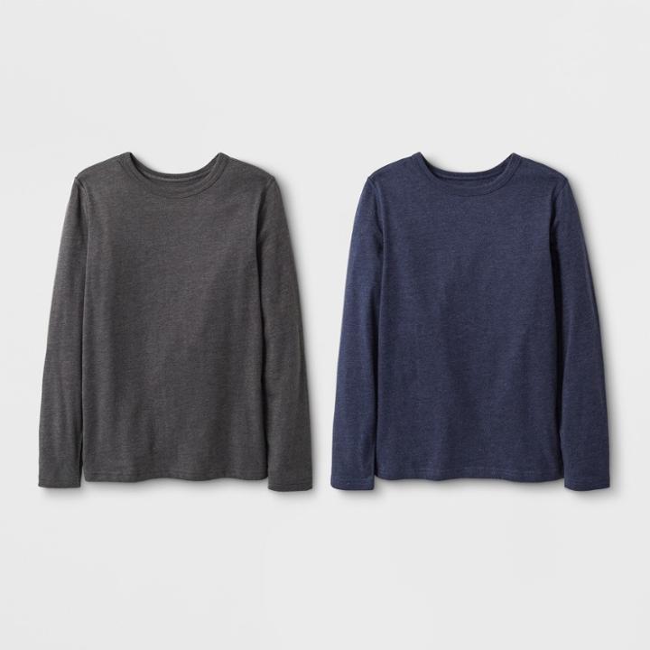 Boys' 2pk Adaptive Long Sleeve T-shirt - Cat & Jack Gray/navy