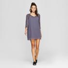 Women's 3/4 Sleeve Lace Yoke Shift Dress - Lily Star (juniors') Charcoal