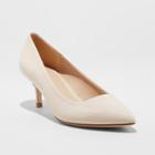 Women's Dora Satin Patent Wide Width Kitten Pointed Toe Pump Heel - A New Day Taupe (brown) 8w,