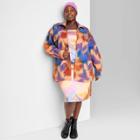 Women's Plus Size Cozy Shacket - Wild Fable Orange Tie-dye