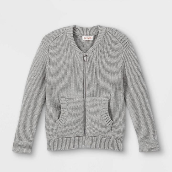 Toddler Boys' Sweater Knit Zip-up Bomber Jacket - Cat & Jack Heather Gray