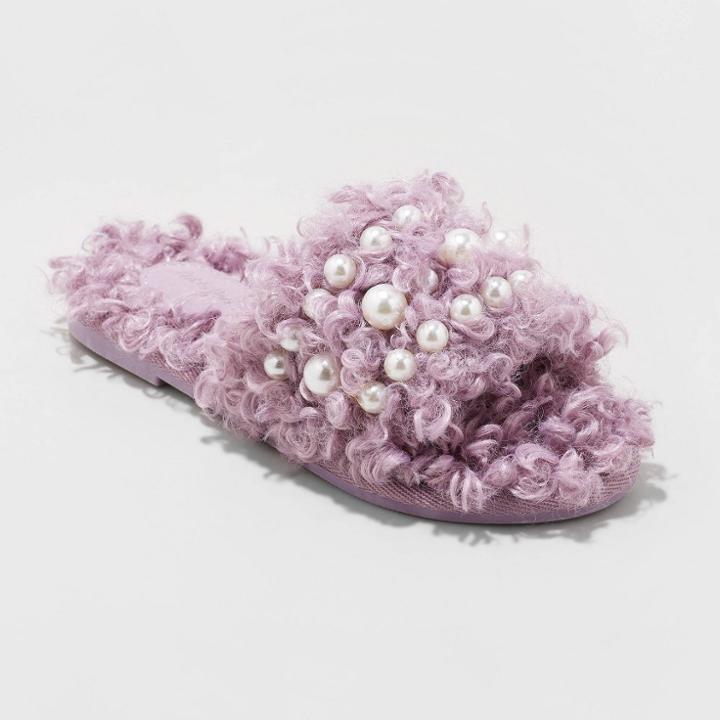 Girls' Adeline Slip-on Embellished Slide Slippers - Cat & Jack Purple