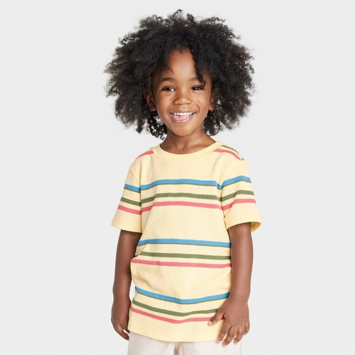 Toddler Boys' Short Sleeve Striped T-shirt - Cat & Jack Yellow