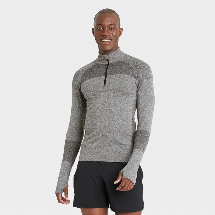 Men's Seamless 1/4 Zip Pullover - All In Motion Charcoal Heather