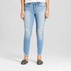 Women's Mid-rise Destructed Skinny Jeans - Universal Thread Light Wash