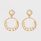 Open Hoop Drop With Simulated Pearl Earrings - A New Day Ivory