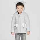 Toddler Girls' Faux Wool Bunny Overcoat - Cat & Jack Gray