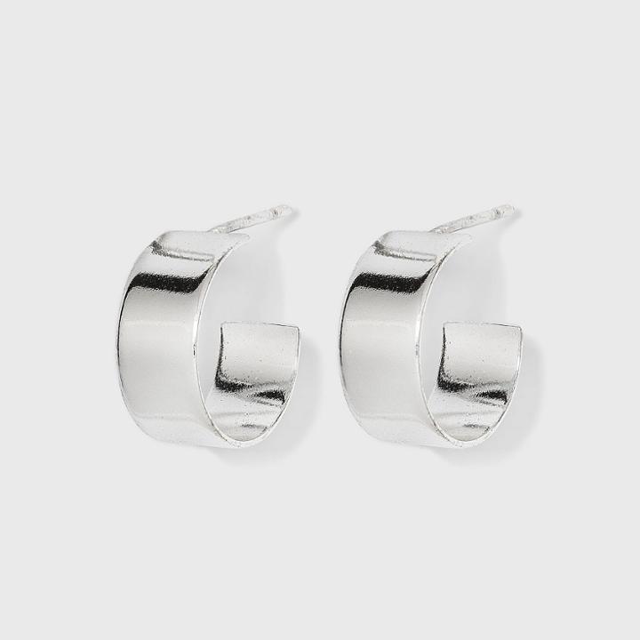 Sterling Silver Thick Band Hoop Earrings - A New Day