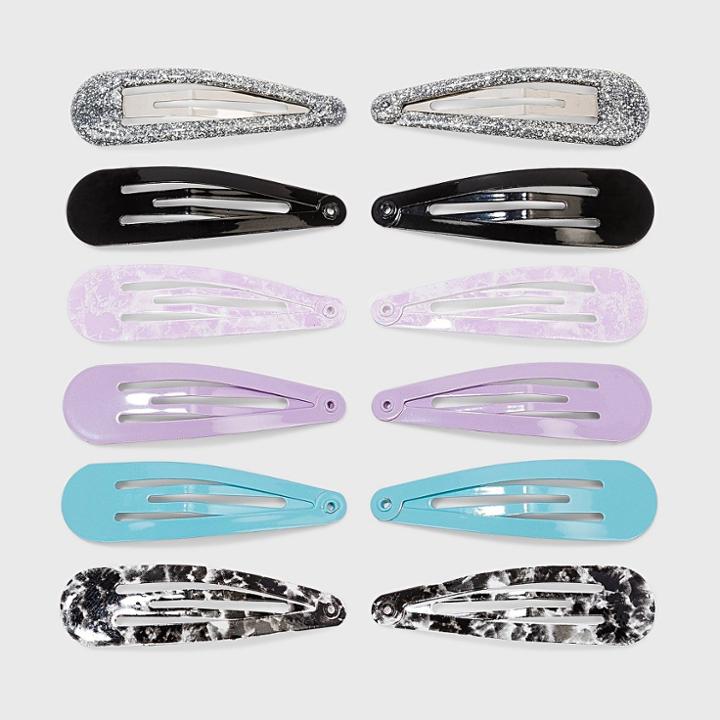 Girls' 12pk Tie-dye Snap Clips - Art Class